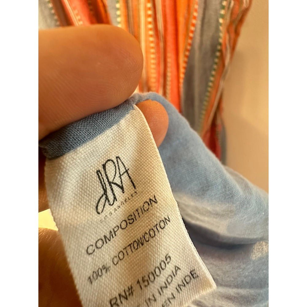 dRA Los Angeles Striped Tiered Midi Dress Womens‎ Small Orange Blue Boho Cotton - Picture 9 of 11